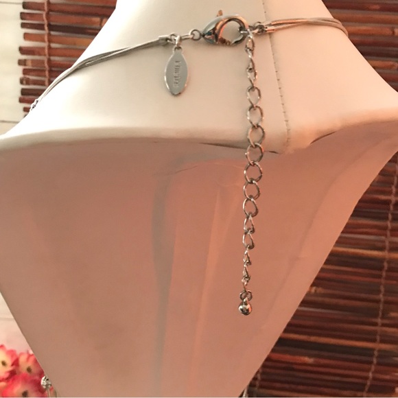 Chico's Silver Tone Beaded Rhinestone Long Double Chain Necklace - Picture 5 of 6